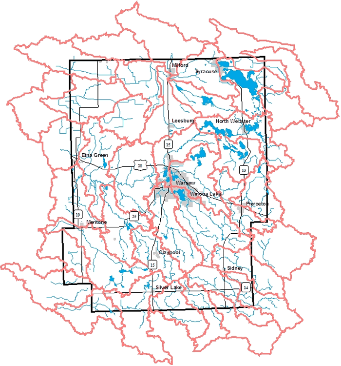 Map of Kosciusko County Streams