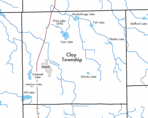 Map of Lakes and Streams in Clay Township