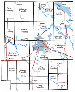 Map of Lakes in Kosciusko County