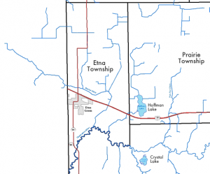 Map of Lakes and Streams in Etna and Prairie Township