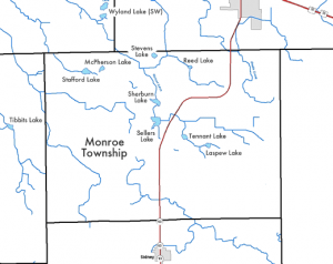 Map of Lakes in Monroe Township