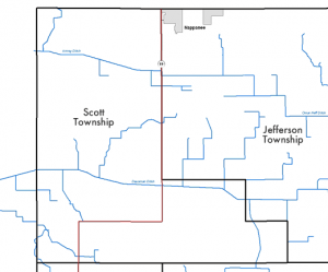 Map of Scott Township and Jefferson Township