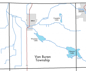 Map of Lakes and Streams in Van Buren Township