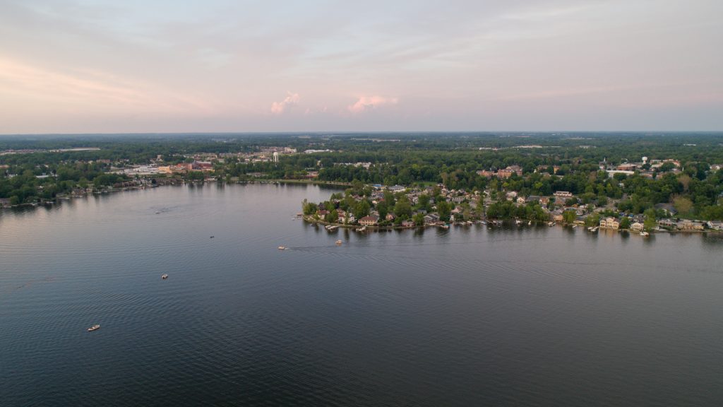 Winona Lake Aerial View in Indiana with drone photography